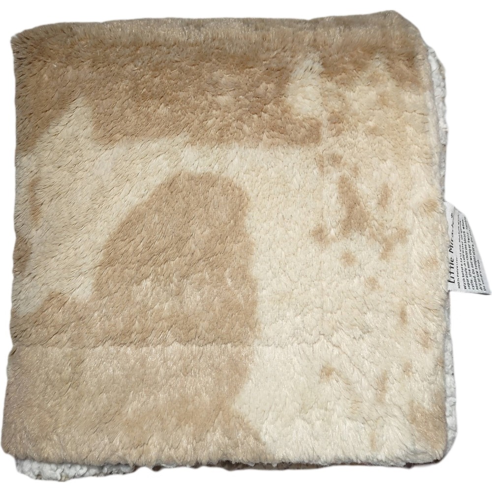 Little Miracles Brown COW Baby Blanket Plush Costco htf Beige Tan Sherpa Cream